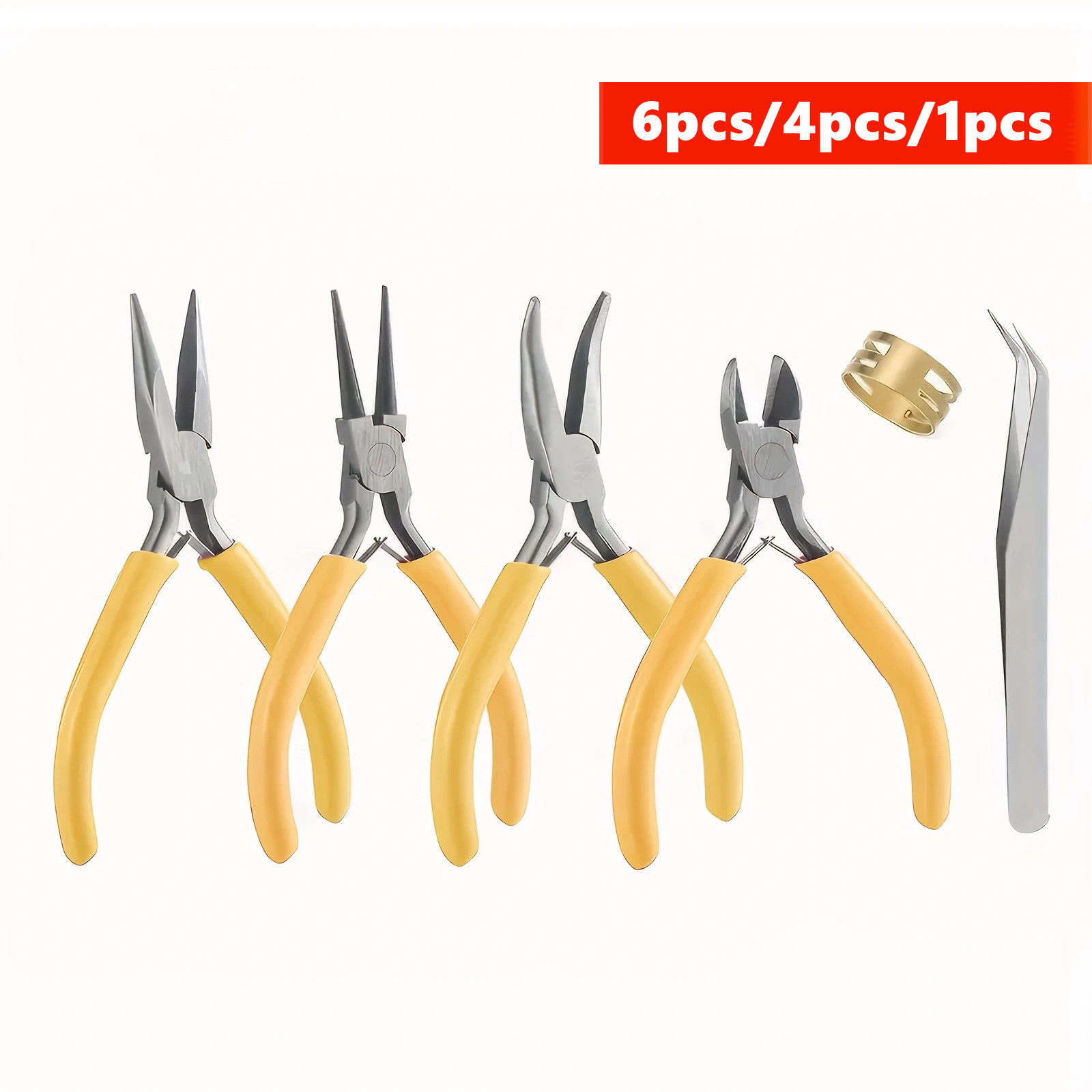Jewelry Making Pliers Set - طقم كماشات صفراء لصناعة المجوهرات 6/4/1